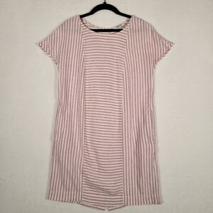 Madewell Short Sleeve Striped Shift Dress in Pink & White, Size XXS